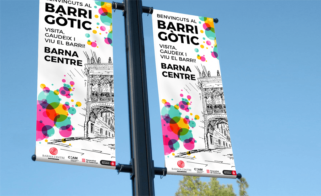 Banderolas Bienvenidos al Barrio Gótico 2018